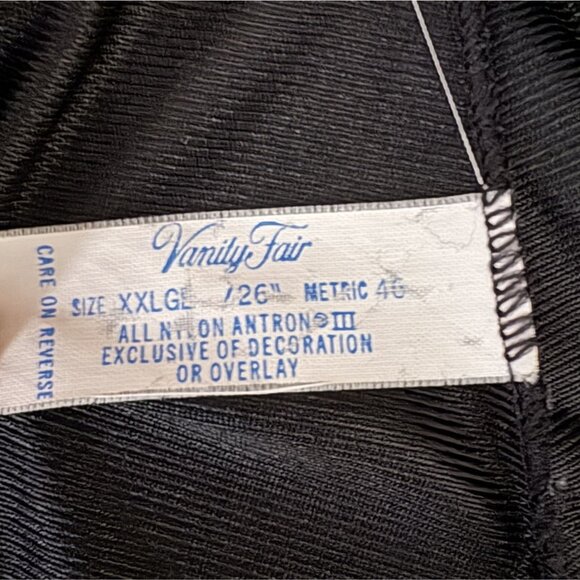 Vintage Vanity Fair Lace Trim Half Slip XXL Black Nylon Antron III USA 70's-80's - Picture 4 of 7